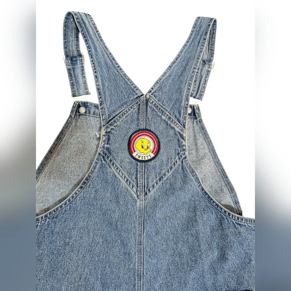 Vintage 2000 Looney Tunes Denim Overalls Bugs Bunny Embroidered Size L Overalls